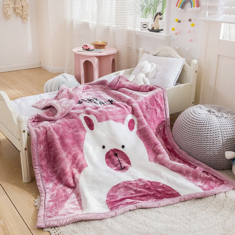 Coral Fleece Blanket - 2 Layers Bedspread - Just Kidding Store