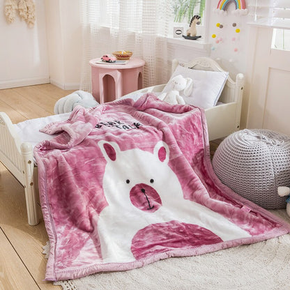 Coral Fleece Blanket - 2 Layers Bedspread - Just Kidding Store