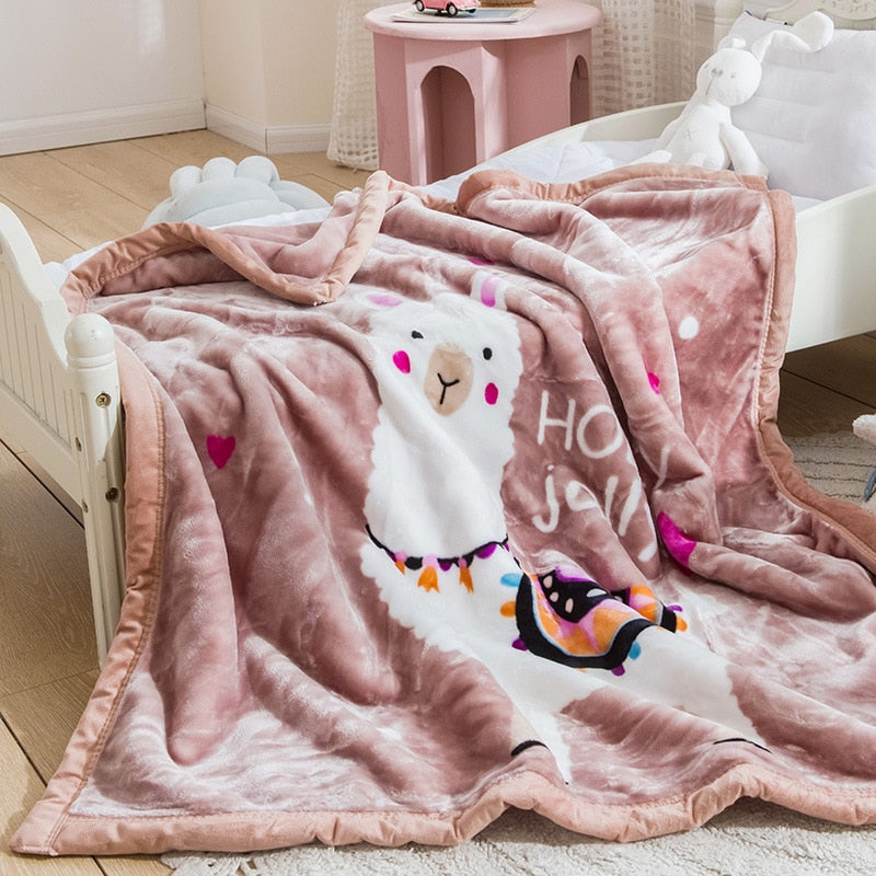Coral Fleece Blanket - 2 Layers Bedspread - Just Kidding Store