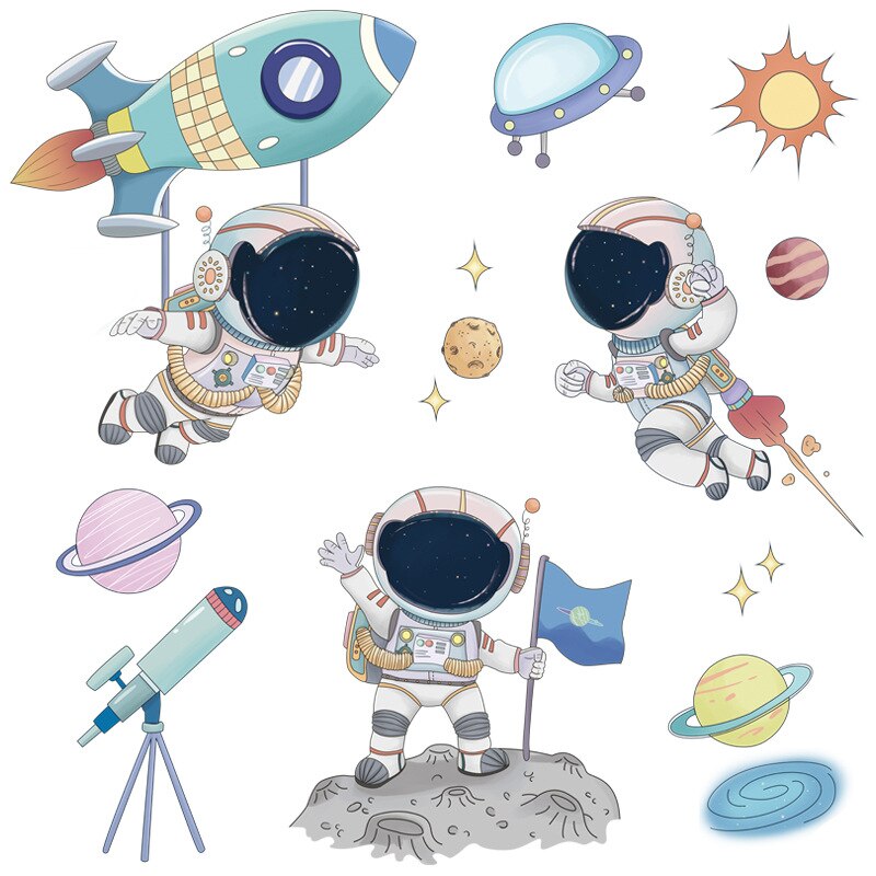 Space Travel Wall Stickers Mini Astronaut Decal - Just Kidding Store