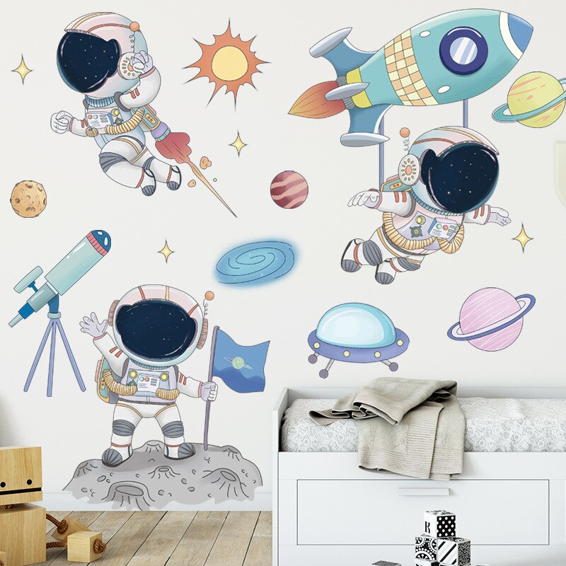 Space Travel Wall Stickers Mini Astronaut Decal - Just Kidding Store