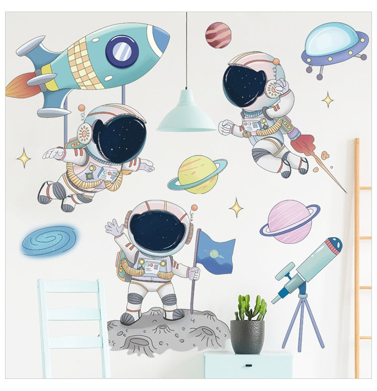 Space Travel Wall Stickers Mini Astronaut Decal - Just Kidding Store