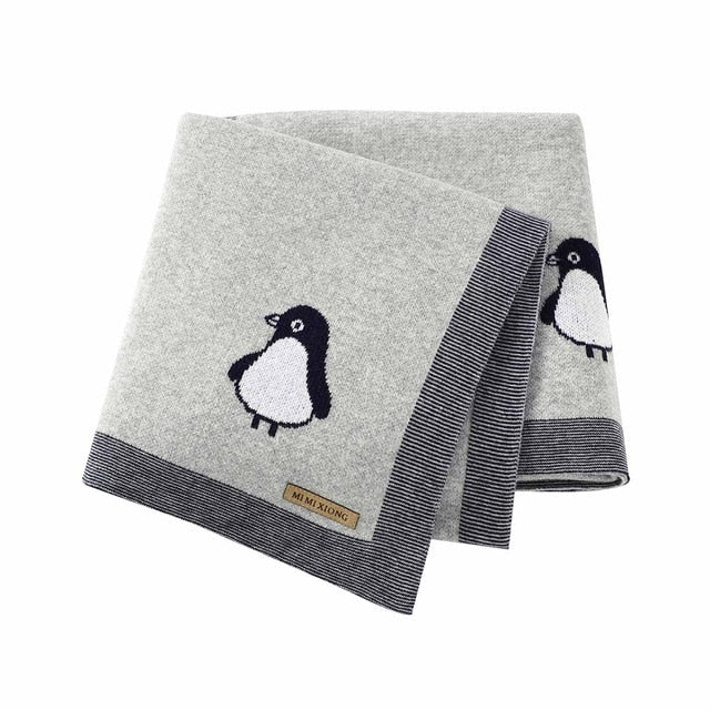 Baby Penguin Cotton Knitted Blanket -  Just Kidding Store