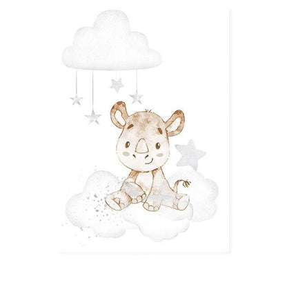 Watercolor Safari Animals Canvas Nursery Wall Art - Just Kidding Store