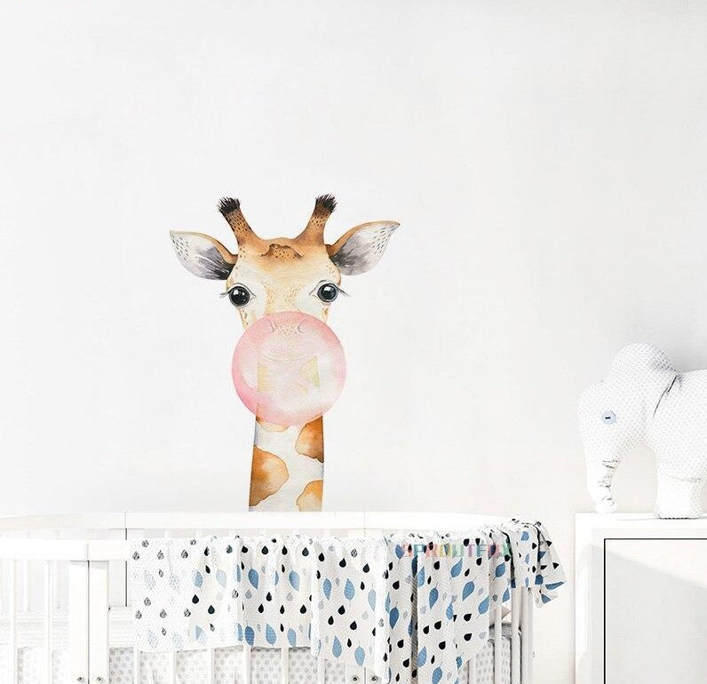 Giraffe Wall Decal - Nursery Animal Stickers - Just Kidding Store