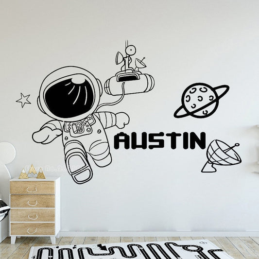 Personalized Name Spaceman Wall Decal - Just Kidding Store