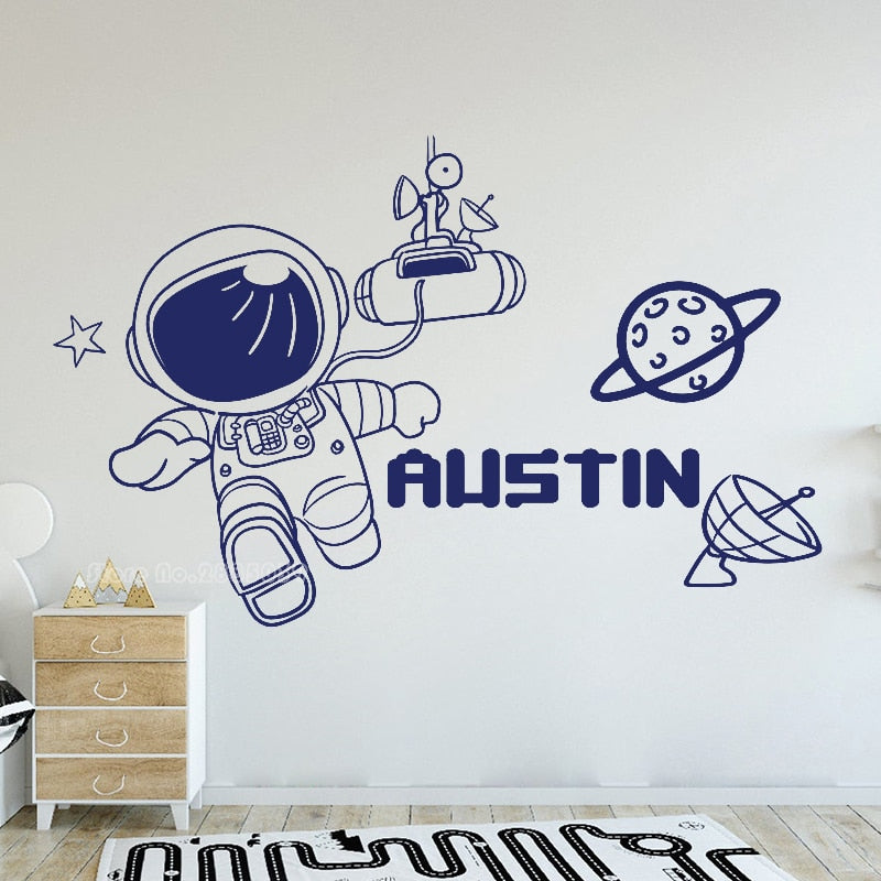 Personalized Name Spaceman Wall Decal - Just Kidding Store