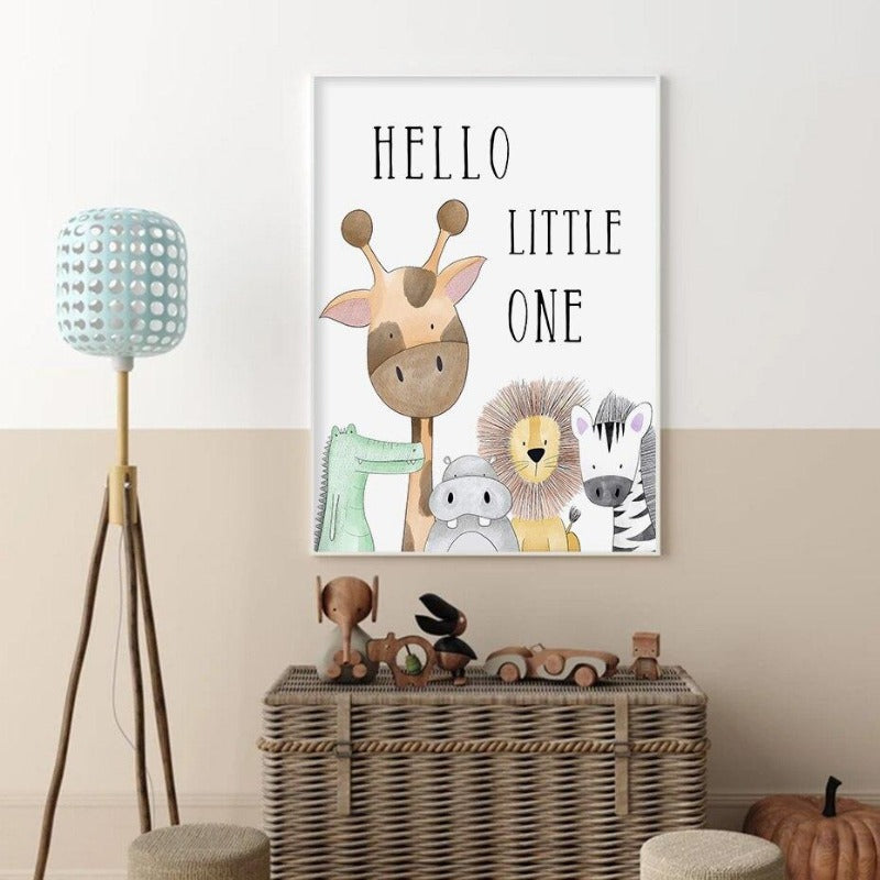 Zoo Animals Canvas Wall Print Nursery Posters - Just Kidding Store