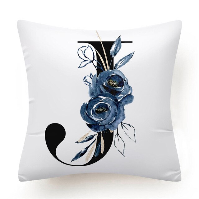 Floral Alphabet Cushion Cover - Initial Personalised Pillow Case - Just Kidding Store