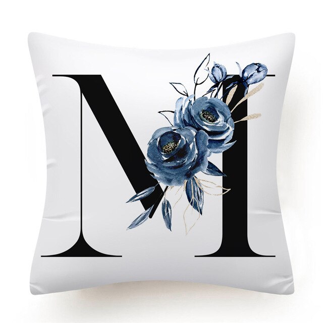 Floral Alphabet Cushion Cover - Initial Personalised Pillow Case - Just Kidding Store