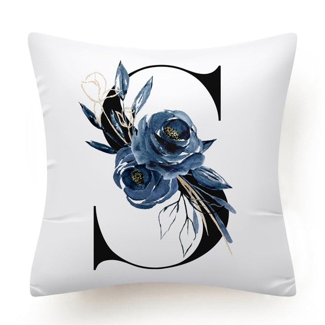 Floral Alphabet Cushion Cover - Initial Personalised Pillow Case - Just Kidding Store