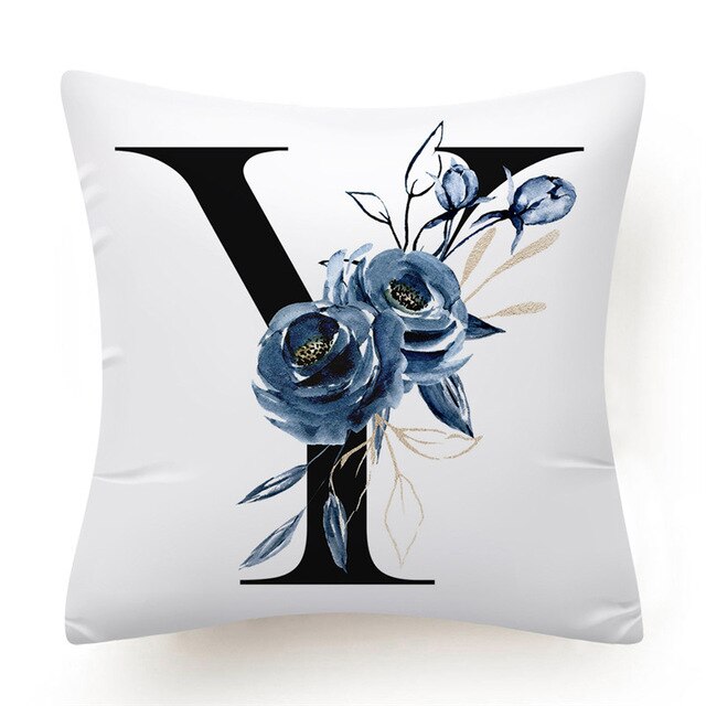 Floral Alphabet Cushion Cover - Initial Personalised Pillow Case - Just Kidding Store