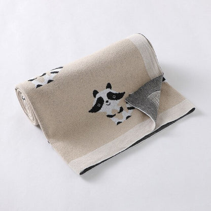 Little Raccoon Baby Childrens Cotton Knitted Blanket - Just Kidding Store