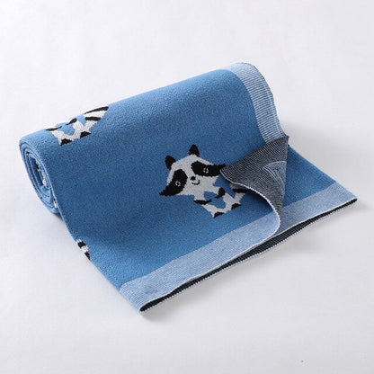 Little Raccoon Baby Childrens Cotton Knitted Blanket - Just Kidding Store