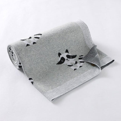 Little Raccoon Baby Childrens Cotton Knitted Blanket - Just Kidding Store