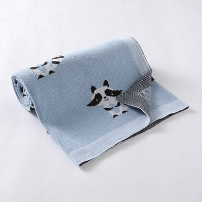 Little Raccoon Baby Childrens Cotton Knitted Blanket - Just Kidding Store