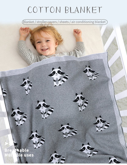 Little Raccoon Baby Childrens Cotton Knitted Blanket - Just Kidding Store