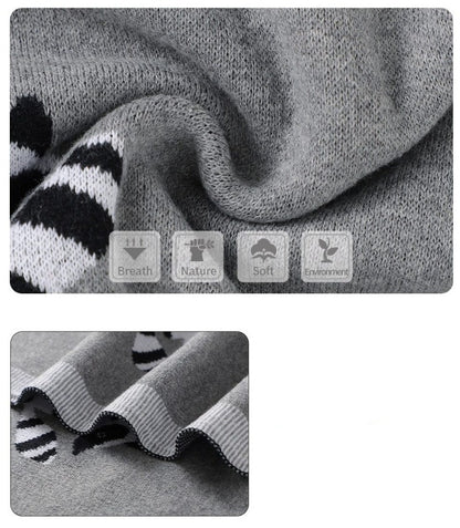 Little Raccoon Baby Childrens Cotton Knitted Blanket - Just Kidding Store