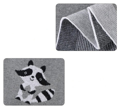 Little Raccoon Baby Childrens Cotton Knitted Blanket - Just Kidding Store