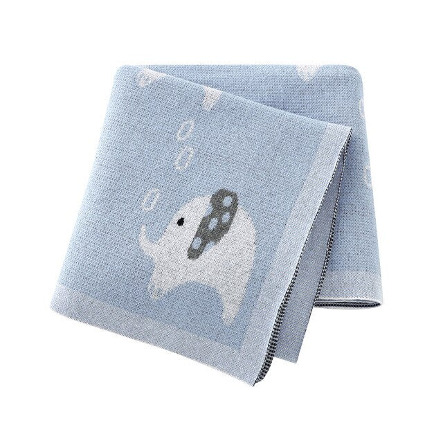 Baby Elephant Cotton Knitted Blanket - Just KIdding Store