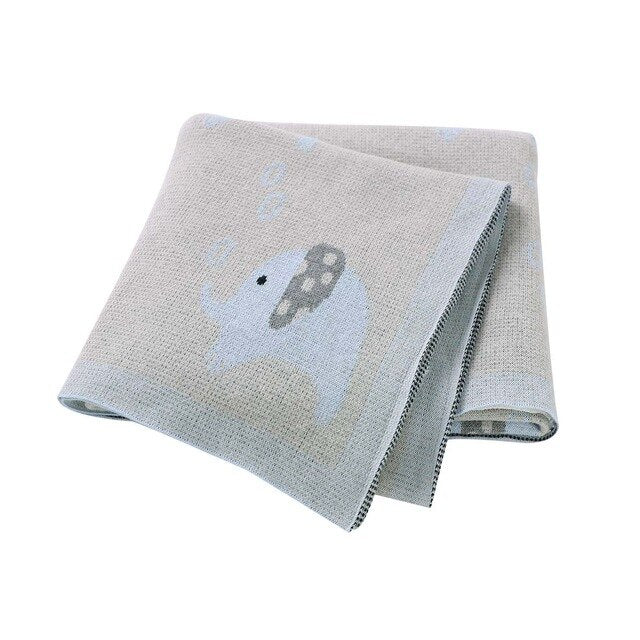Baby Elephant Cotton Knitted Blanket - Just KIdding Store