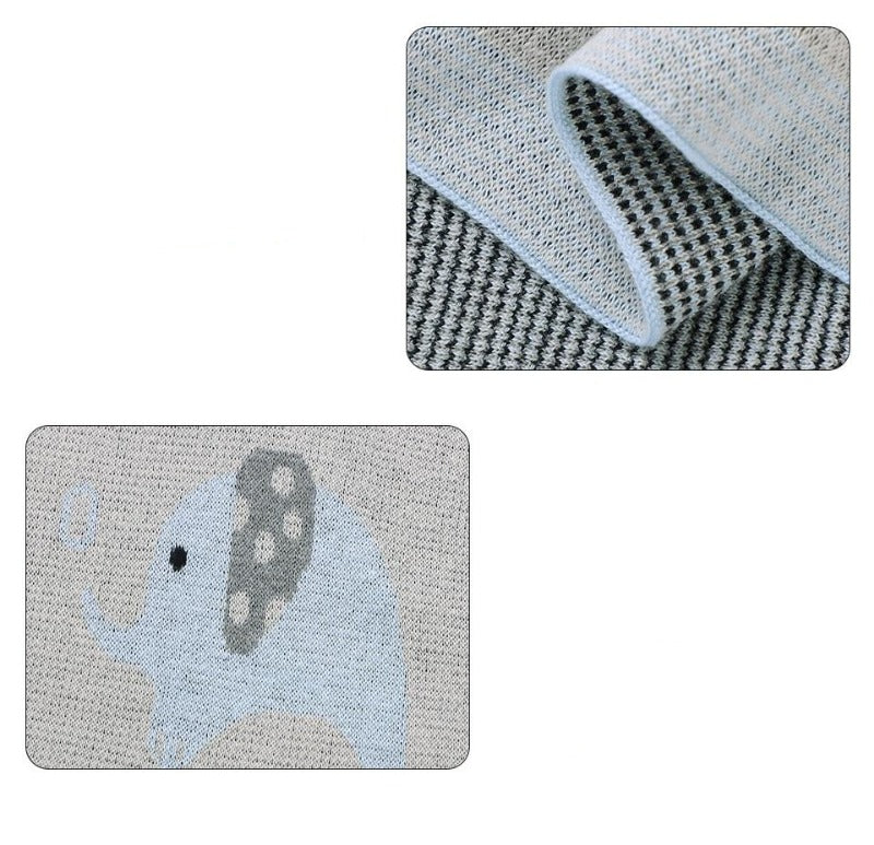 Baby Elephant Cotton Knitted Blanket - Just KIdding Store