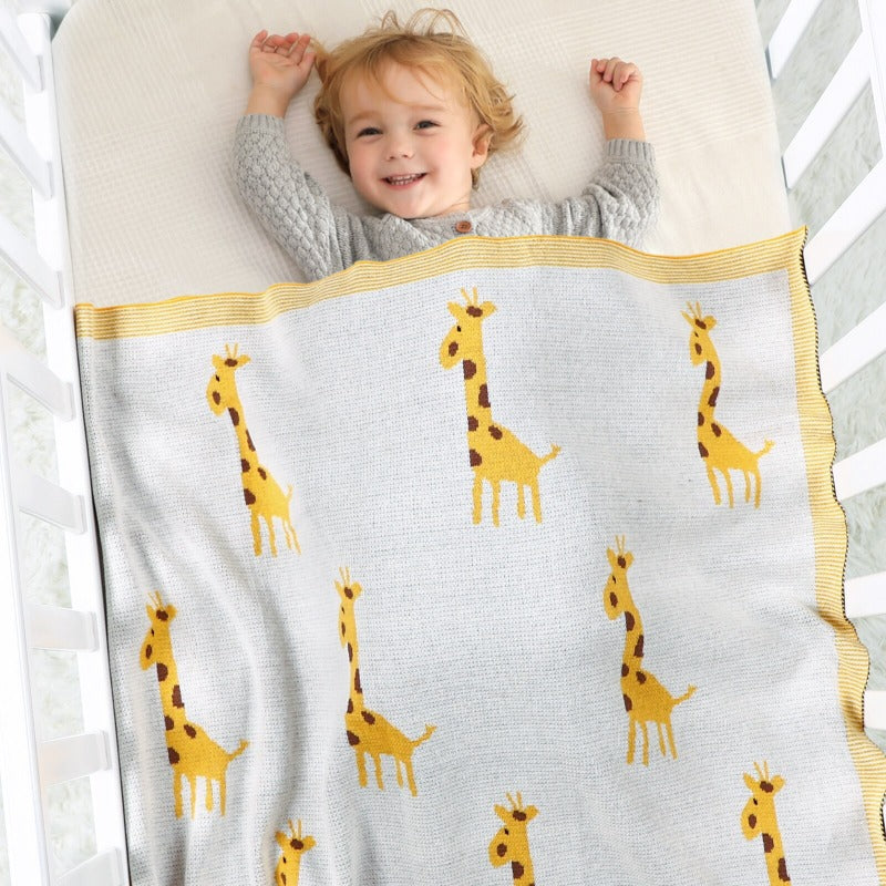 Little Giraffe Baby Children Cotton Knit Blanket - Just Kidding Store