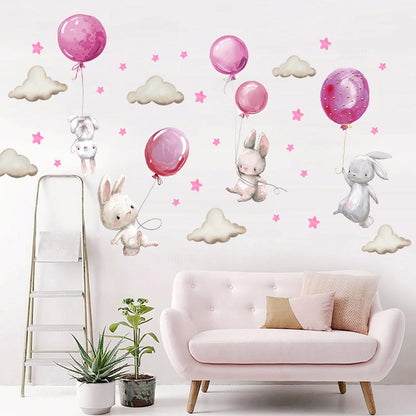 Balloon Bunny Wall Decals - Nursery Wall Stickers - Just Kidding Store