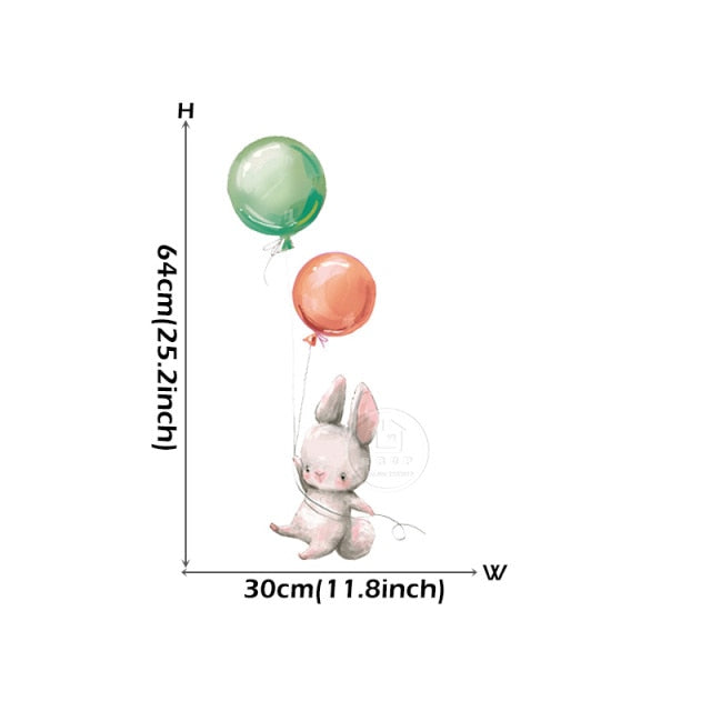 Balloon Bunny Wall Decals - Nursery Wall Stickers - Just Kidding Store