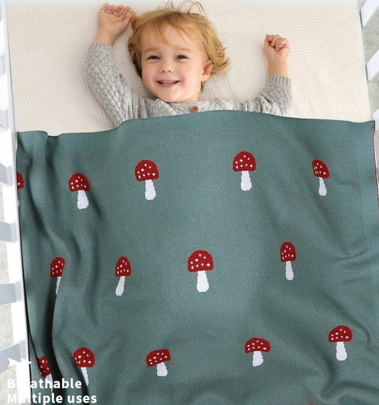 Forest Mushroom Baby Childrens Cotton Knit Blanket - Just Kidding Store