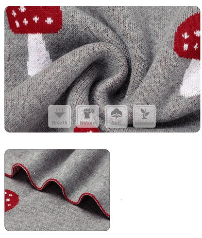Forest Mushroom Baby Childrens Cotton Knit Blanket - Just Kidding Store