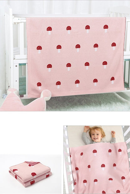 Forest Mushroom Baby Childrens Cotton Knit Blanket - Just Kidding Store