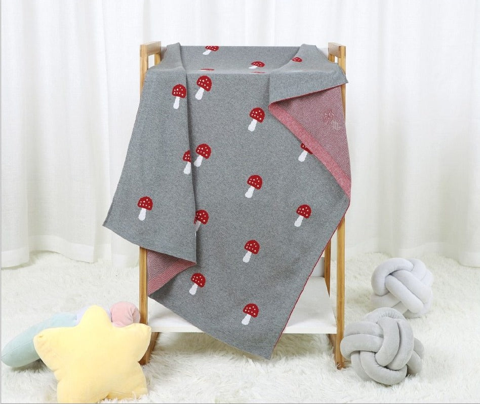 Forest Mushroom Baby Childrens Cotton Knit Blanket - Just Kidding Store