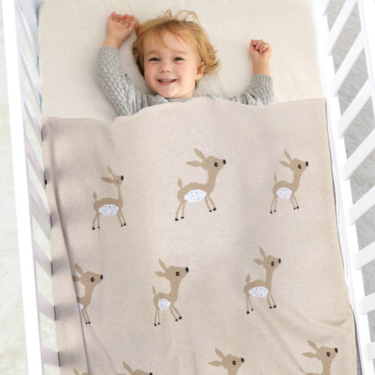 Little Fawn Baby Children's Cotton Knitted Blanket - Just Kidding Store