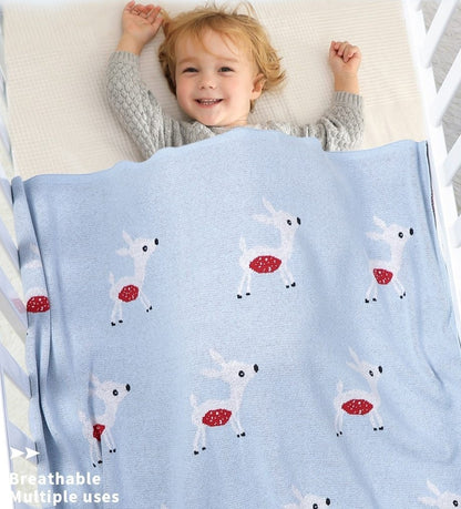 Little Fawn Baby Children's Cotton Knitted Blanket - Just Kidding Store