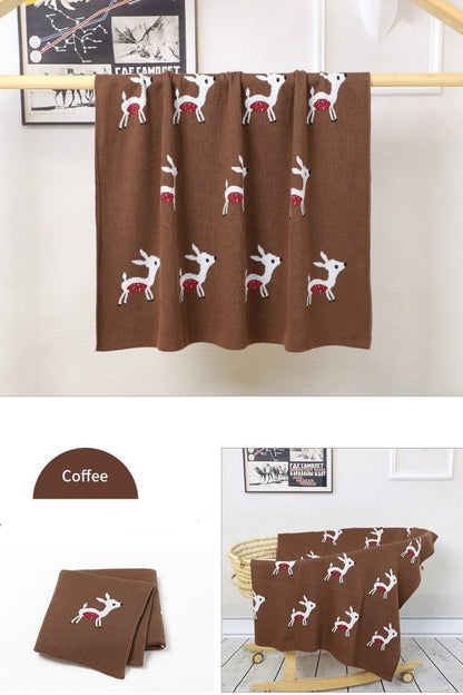 Little Fawn Baby Children's Cotton Knitted Blanket - Just Kidding Store