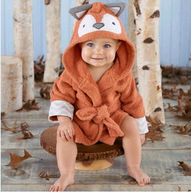 Hooded Kids Bathrobe - Brown Fox - Just Kidding Store