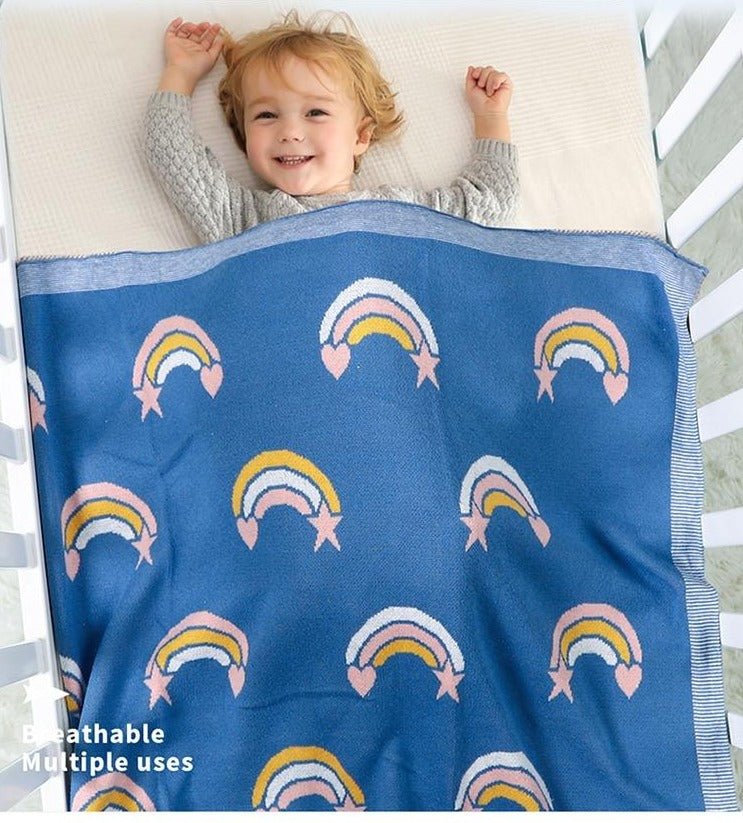Rainbow Baby Children Cotton Knitted Blanket - Just Kidding Store