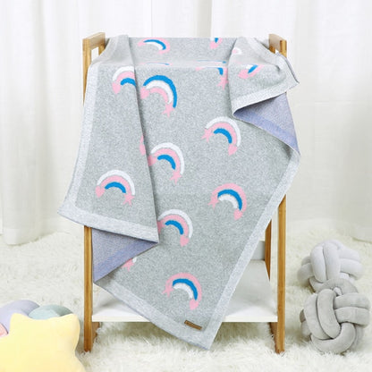 Rainbow Baby Children Cotton Knitted Blanket - Just Kidding Store