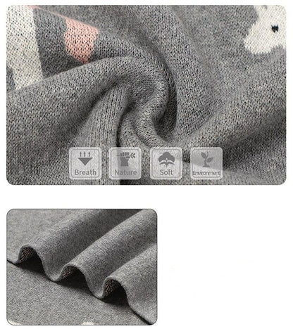 White Unicorn Baby Children Cotton Knitted Blanket - Just Kidding Store