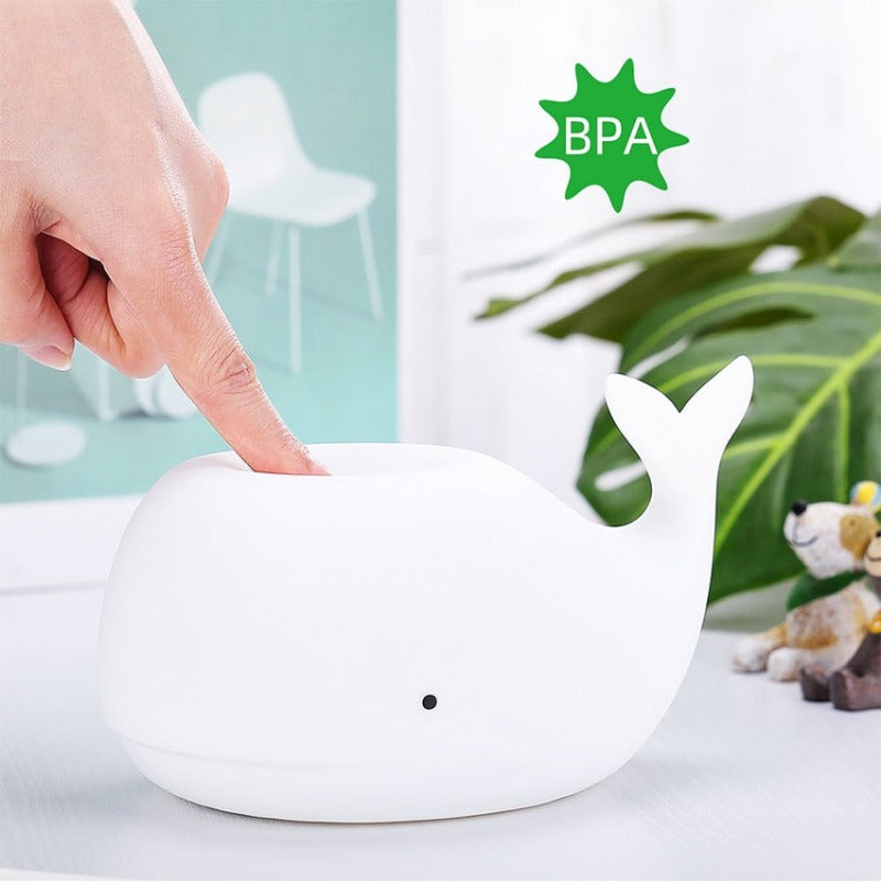 Big Whale LED Night Light - Tap Control Color Changing Lamp - Just Kidding Store