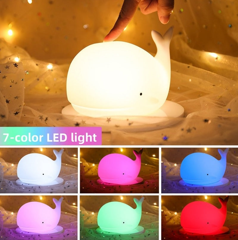 Big Whale LED Night Light - Tap Control Color Changing Lamp - Just Kidding Store