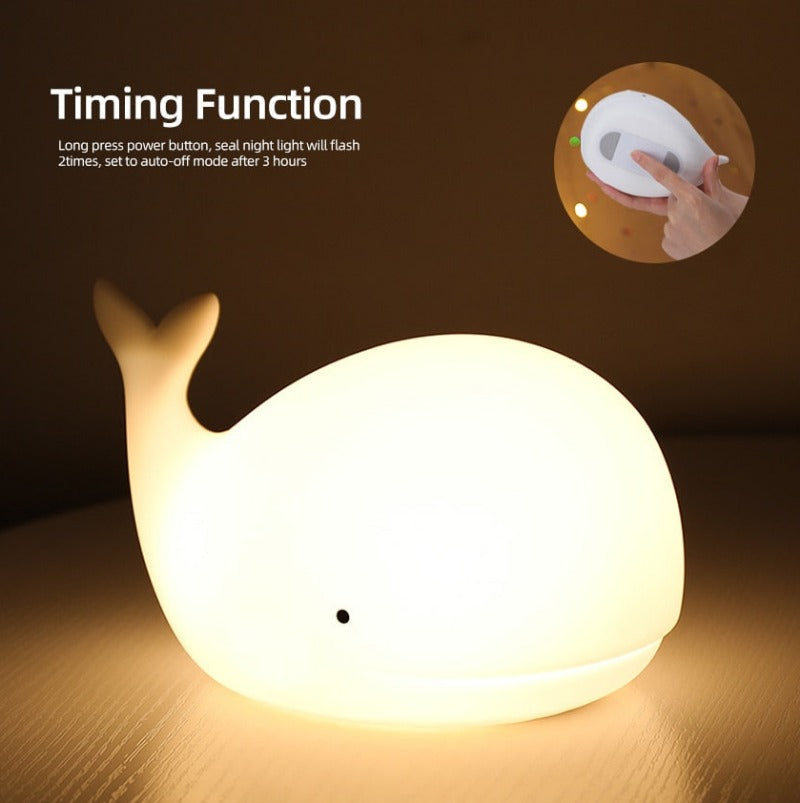 Big Whale LED Night Light - Tap Control Color Changing Lamp - Just Kidding Store