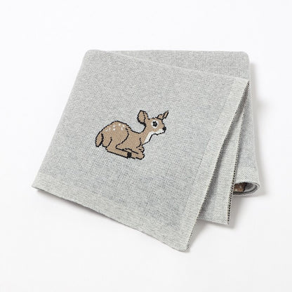 Baby Deer Cotton Knitted Blanket Nursery Bedding - Just Kidding Store