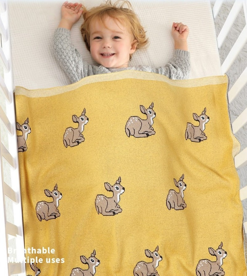 Baby Deer Cotton Knitted Blanket Nursery Bedding - Just Kidding Store