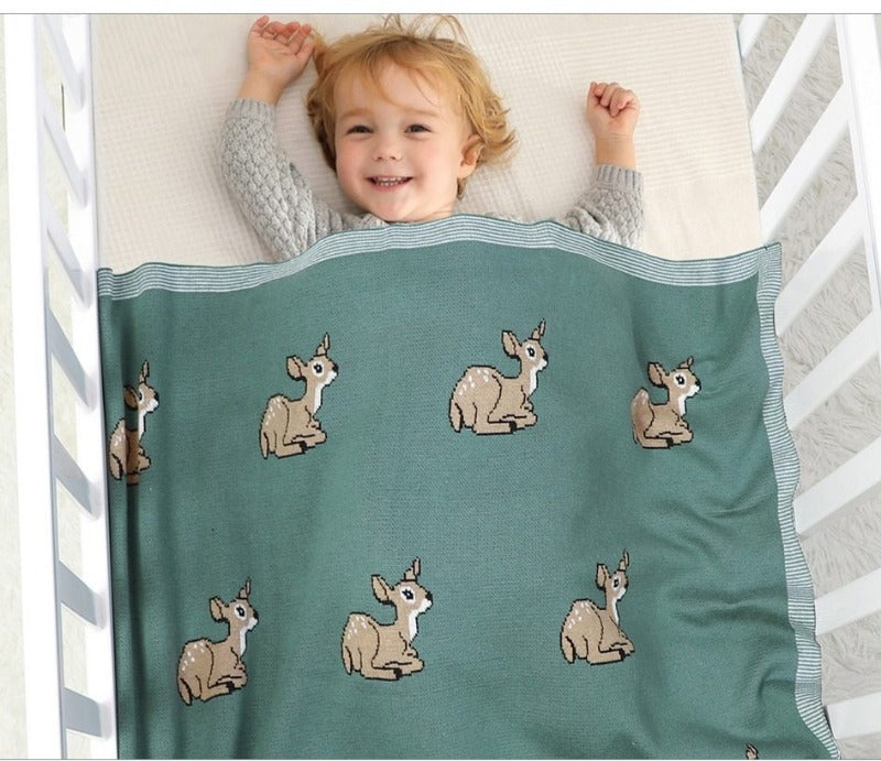 Baby Deer Cotton Knitted Blanket