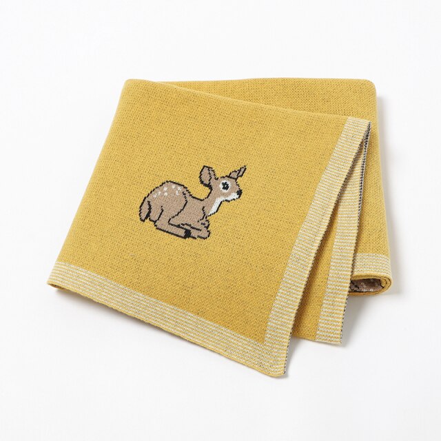 Baby Deer Cotton Knitted Blanket Nursery Bedding - Just Kidding Store