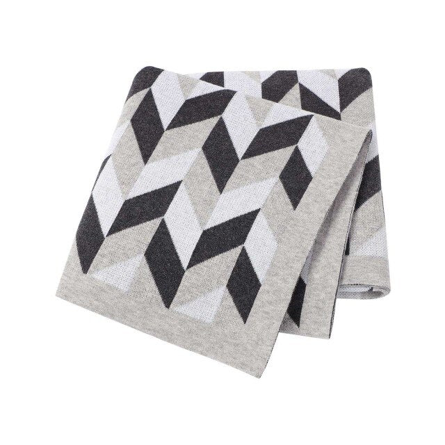 Chevrons Baby Childrens Cotton Knitted Blanket - Just Kidding Store