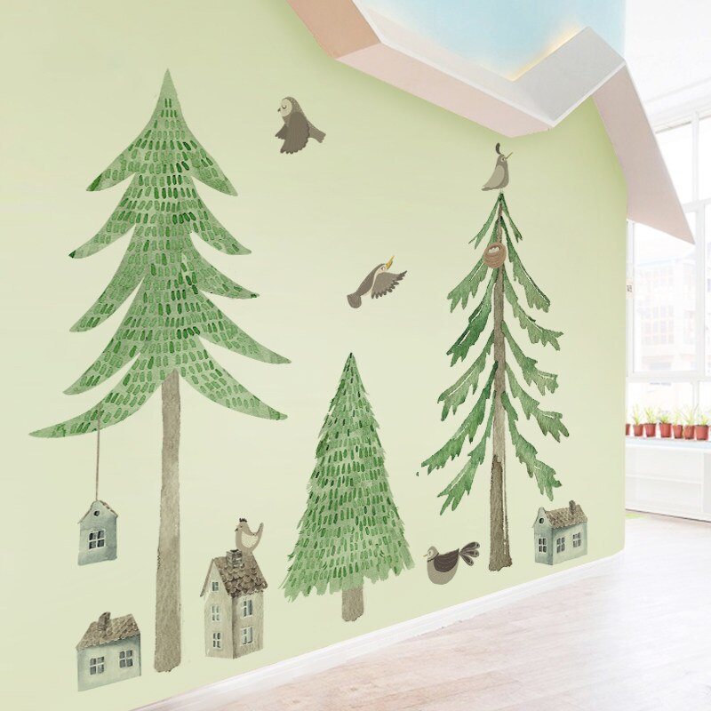 Nordic Nursery Forest Wall Decal Pine Tree Stickers - Just Kidding Store