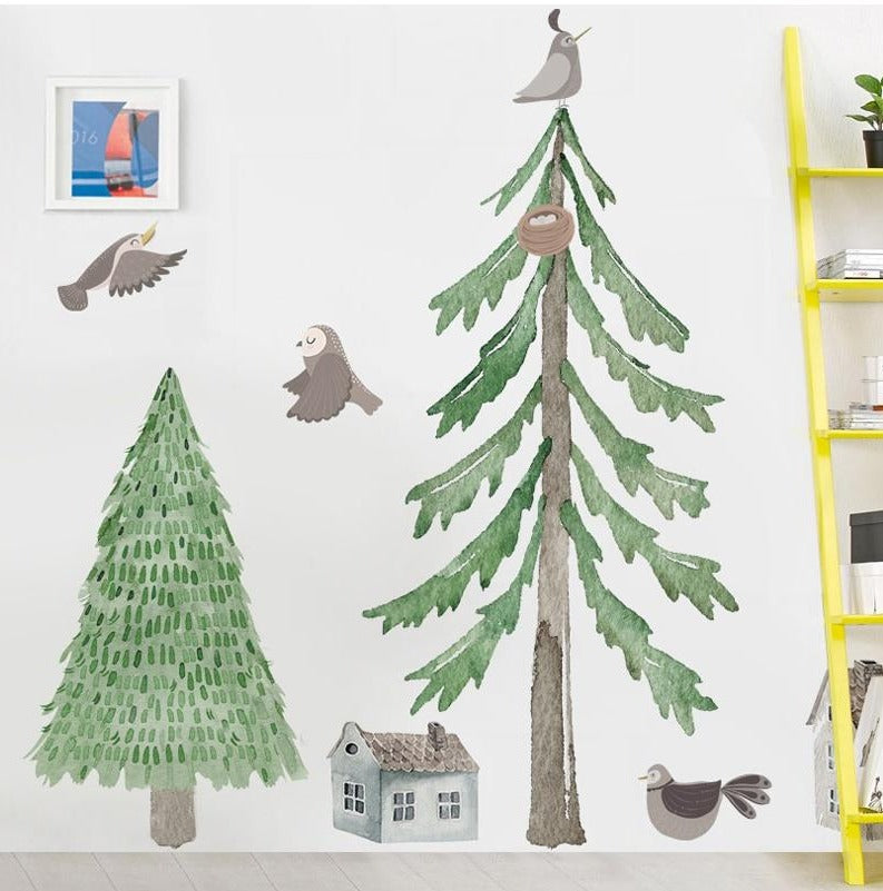 Nordic Nursery Forest Wall Decal Pine Tree Stickers - Just Kidding Store